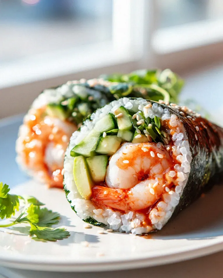 Blitzschnelle Scharfe Garnelen-Sushi Wraps mit Sriracha Mayo