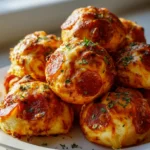 Cheesy Beef turkey pepperoni Pizza Balls mit Knoblauchbutter-Glasur