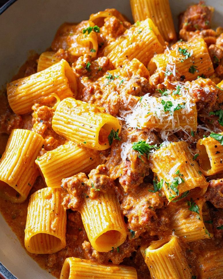 Cremige Rinder-Hähnchenwurst Pasta: Einfach, schnell & lecker!