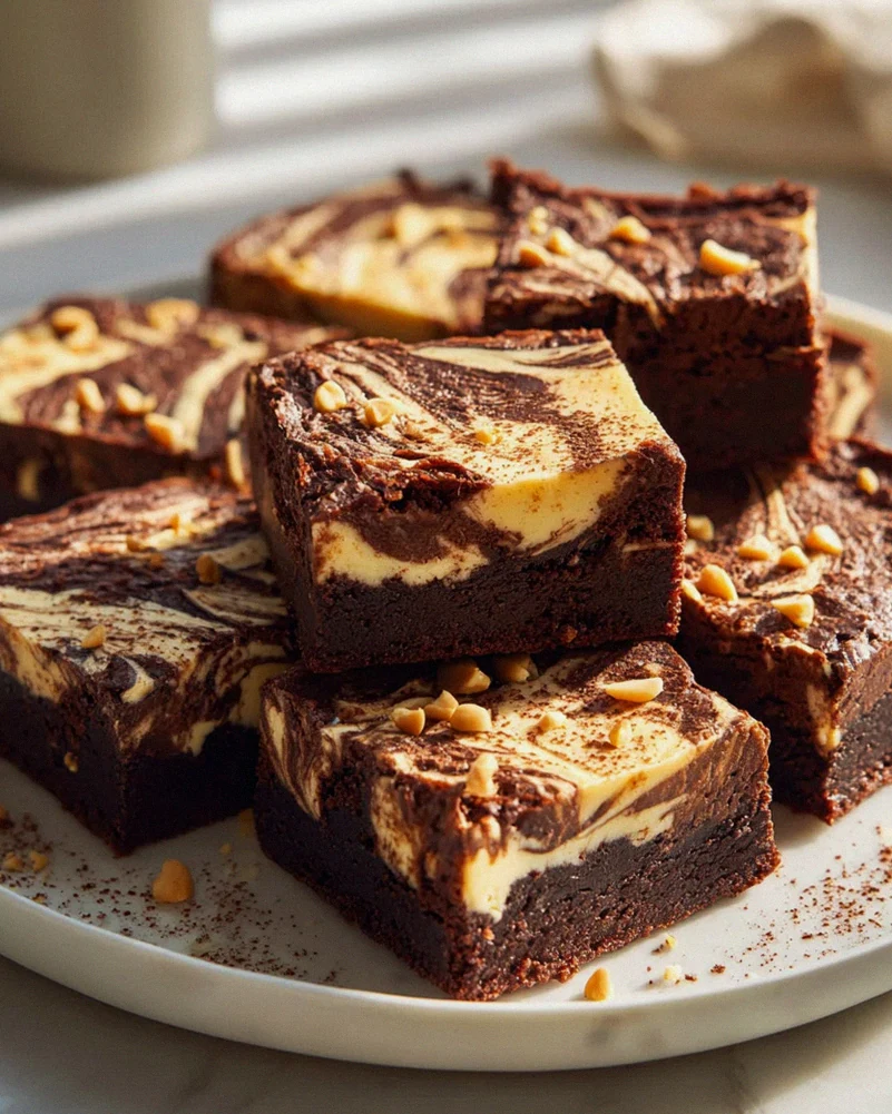 Erdnussbutter-Swirl Frischkäse Brownies – unwiderstehlich!