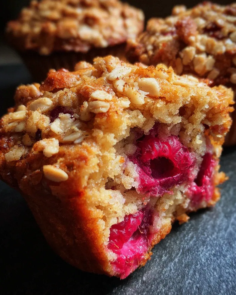 Gesunde Himbeer-Muffins mit Haferflocken-Streuseln