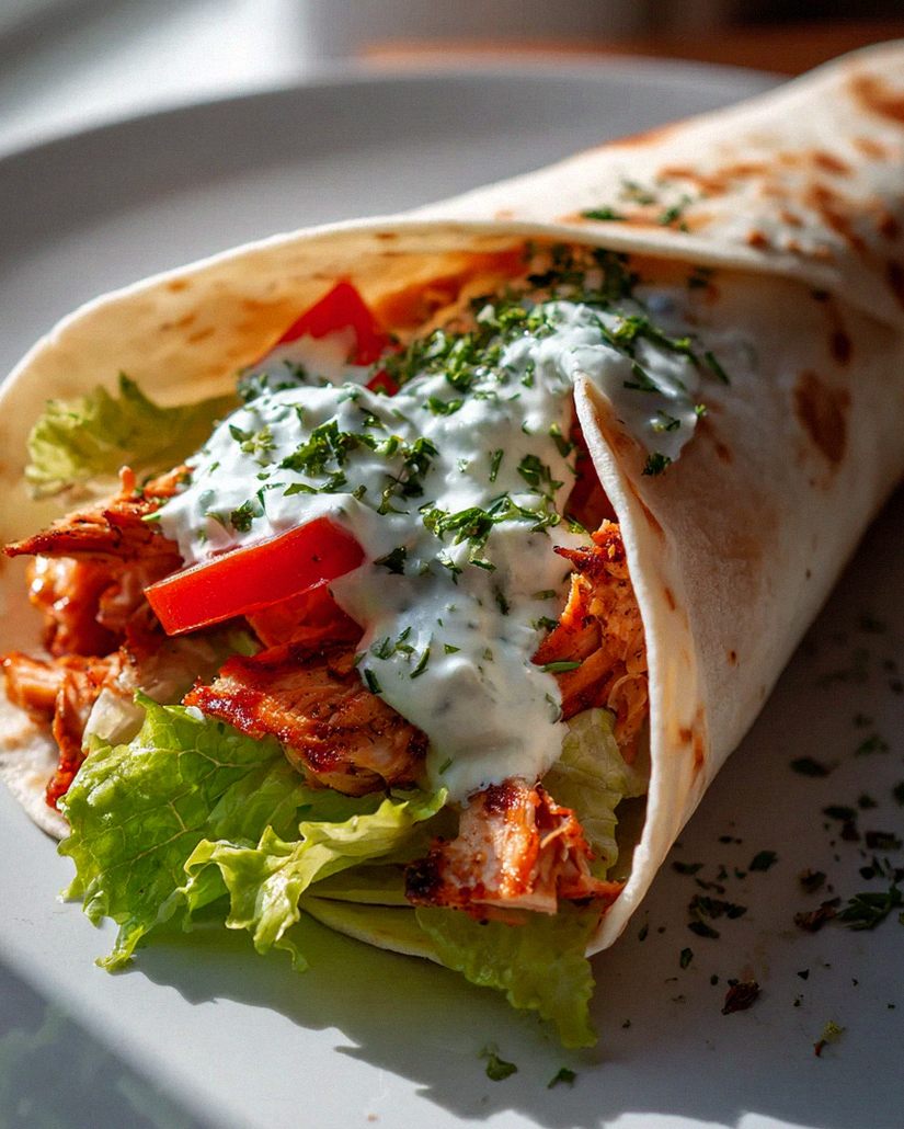 Krokante Airfryer Kipwraps mit pikanter Tzatziki-Soße