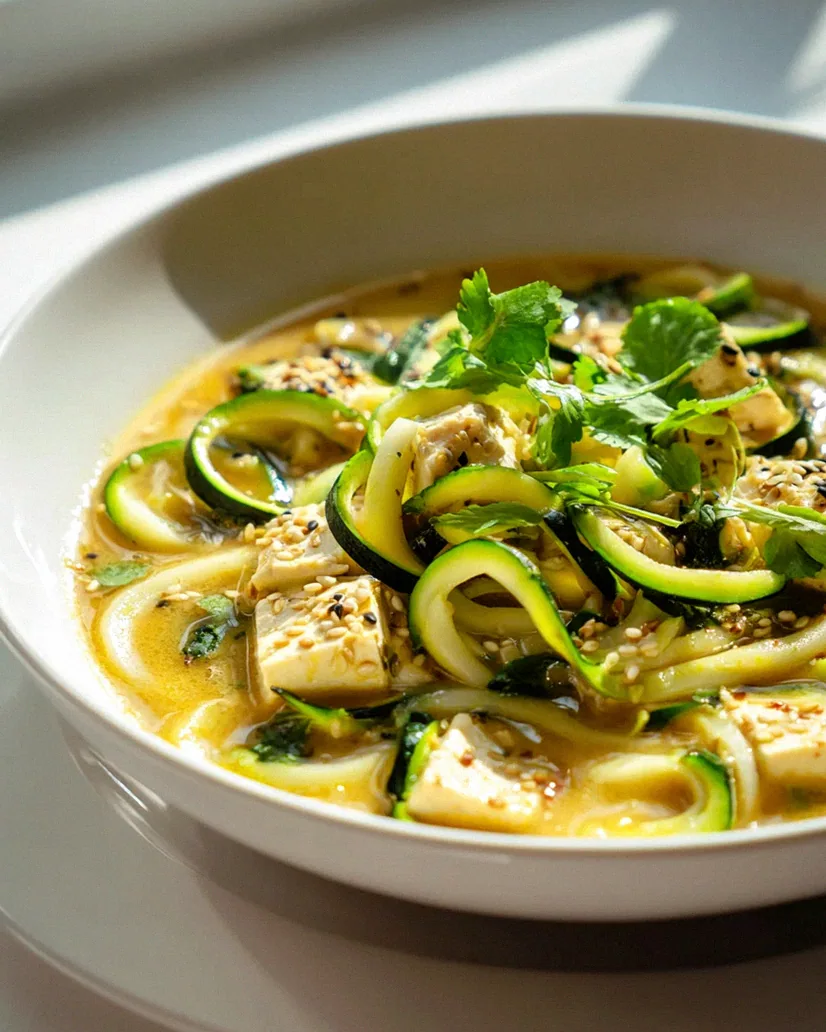 Lecker Low Carb Udon Ramen: Zucchini-Nudeln & Tofu