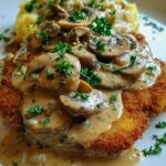 Naturschnitzel in Champignonrahmsauce