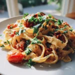 Sonnige Vegane Pasta: Cremig mit Getrockneten Tomaten