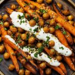 Spicy Maple-Roasted Carrots with Crispy Chickpeas and Yogurt Sauce